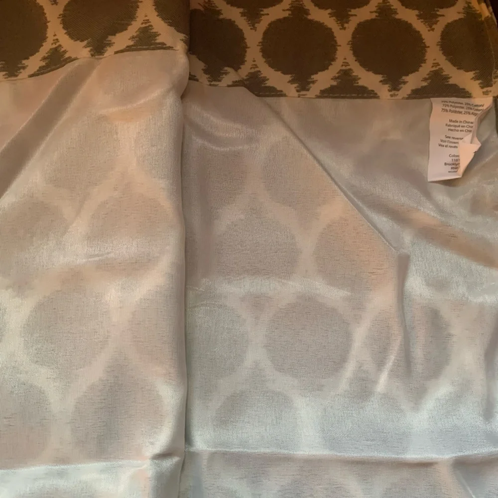 NWT Set of 2 Morocco Gray and White Print Valance with Lining
